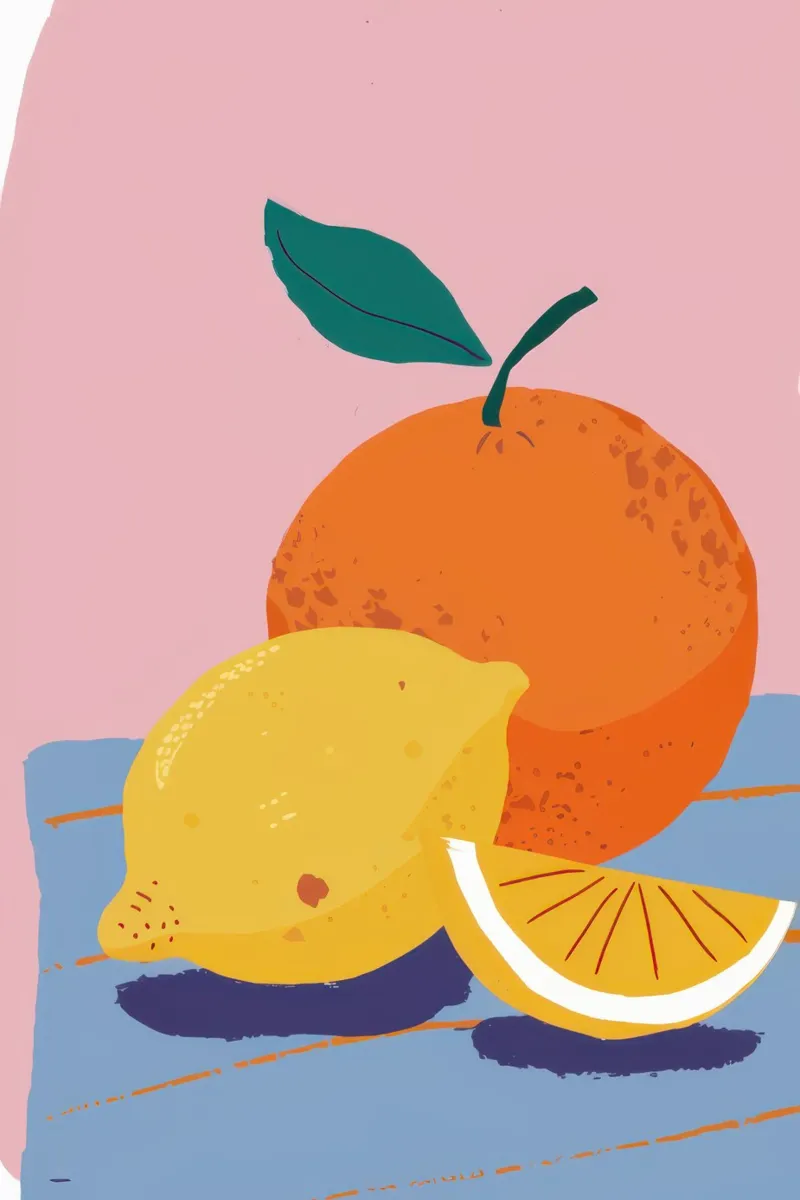 Orange and Lemon Duo canvas with Floater frame by Bruce Juice
