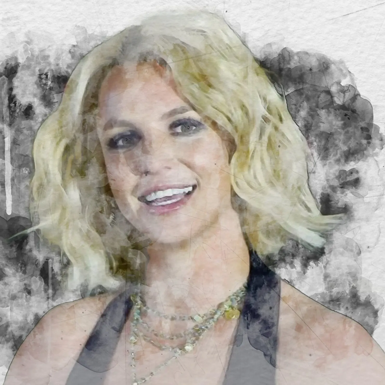 Britney Spears colore dell'acqua poster con telaio in alluminio da Trinara