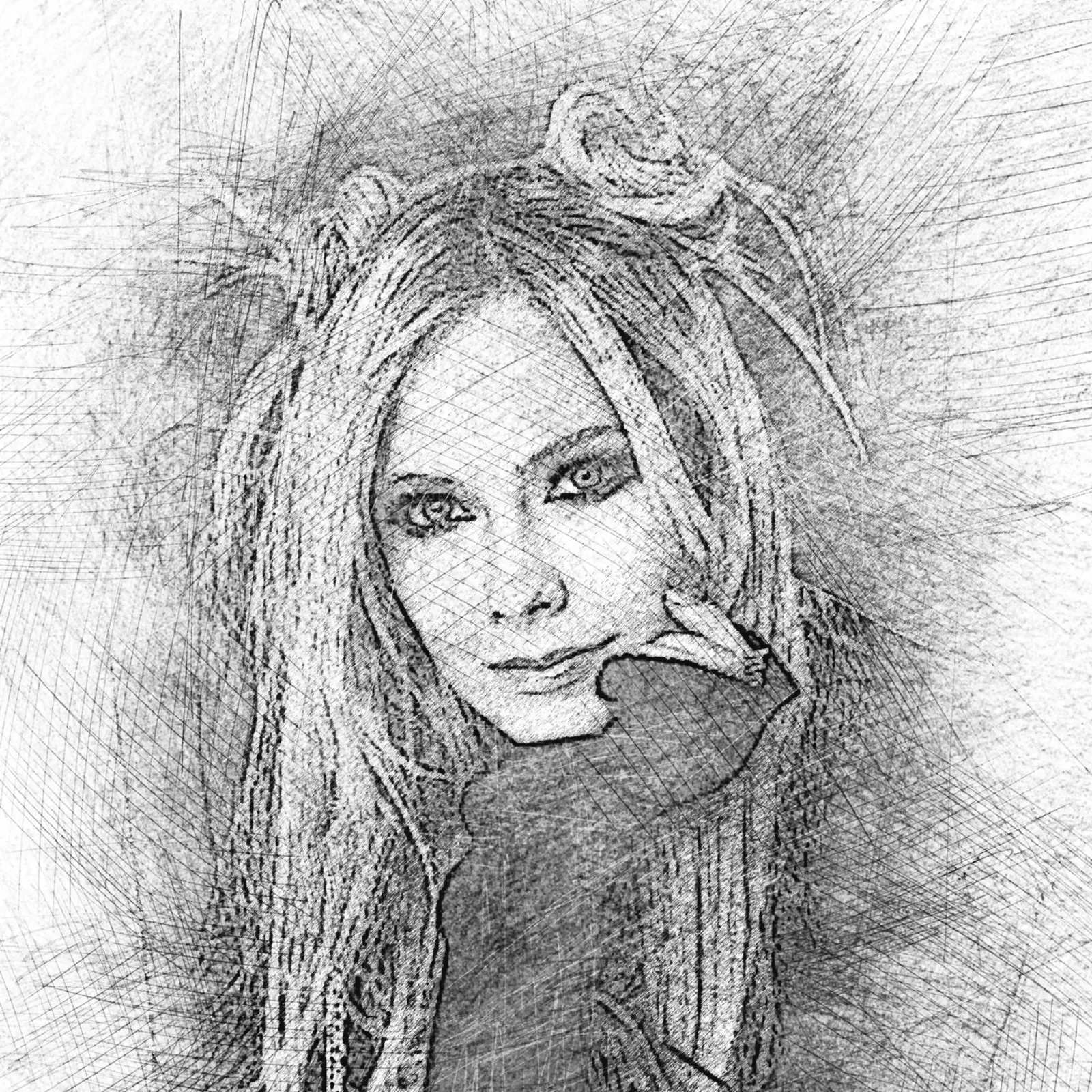 Avril Lavigne - Scetch poster con telaio in alluminio da Trinara