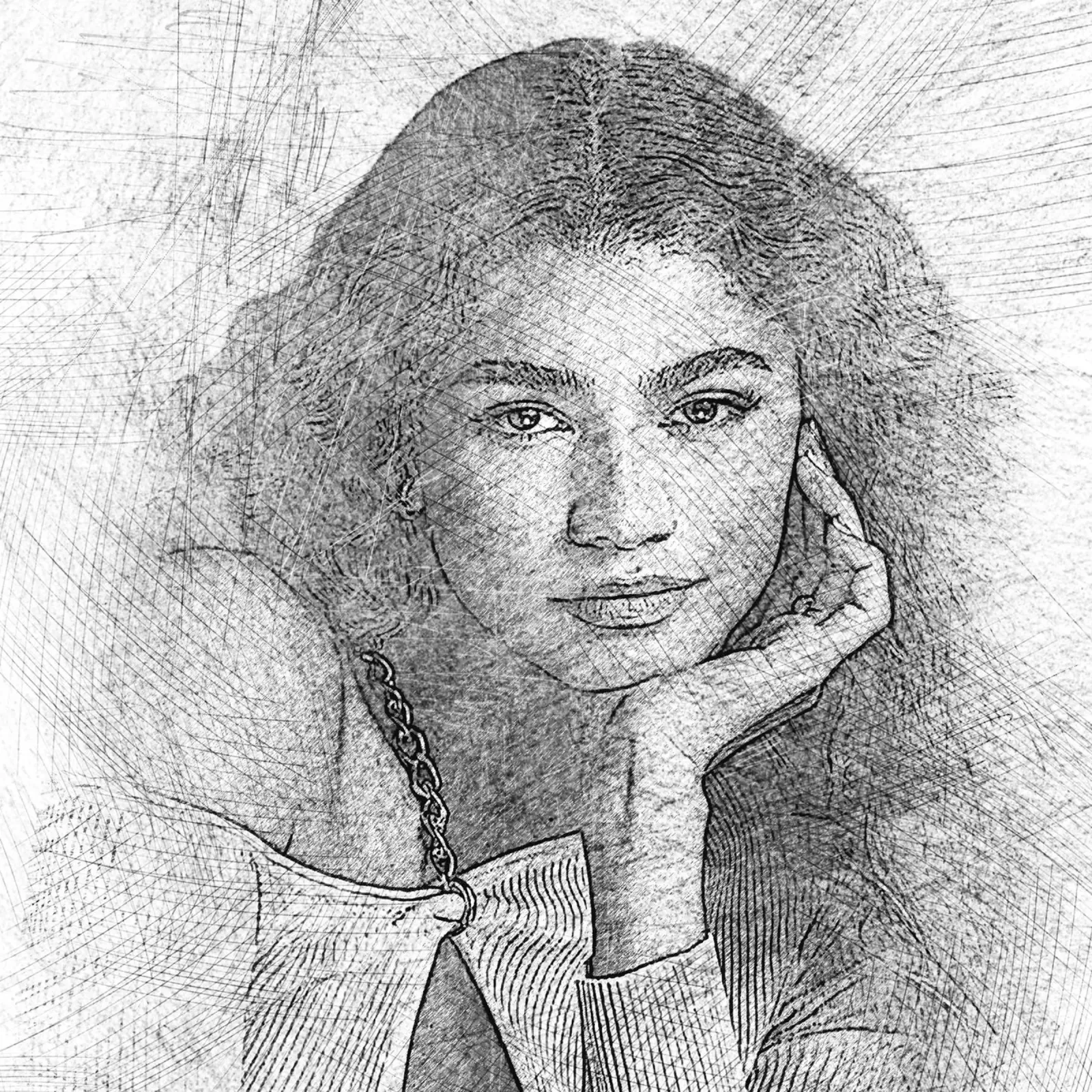 Zendaya Scetch poster con telaio in alluminio da Trinara