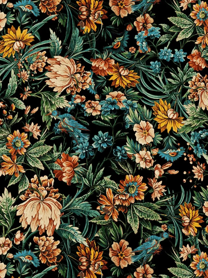 Floral and Birds Pattern poster con telaio in plastica da burcukorkmazyurek