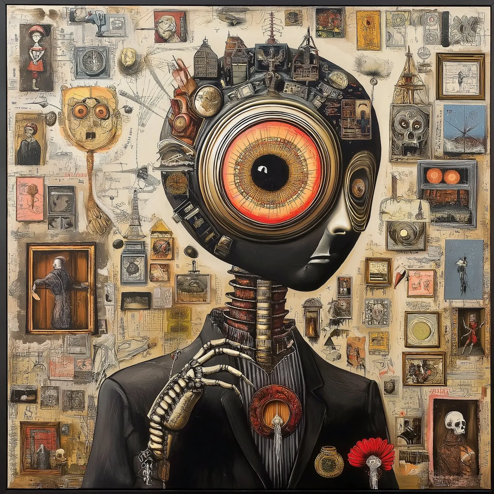 "The Observer" - Poster steampunk del "Gabinetto delle Curiosità poster con telaio in legno da Synthaira