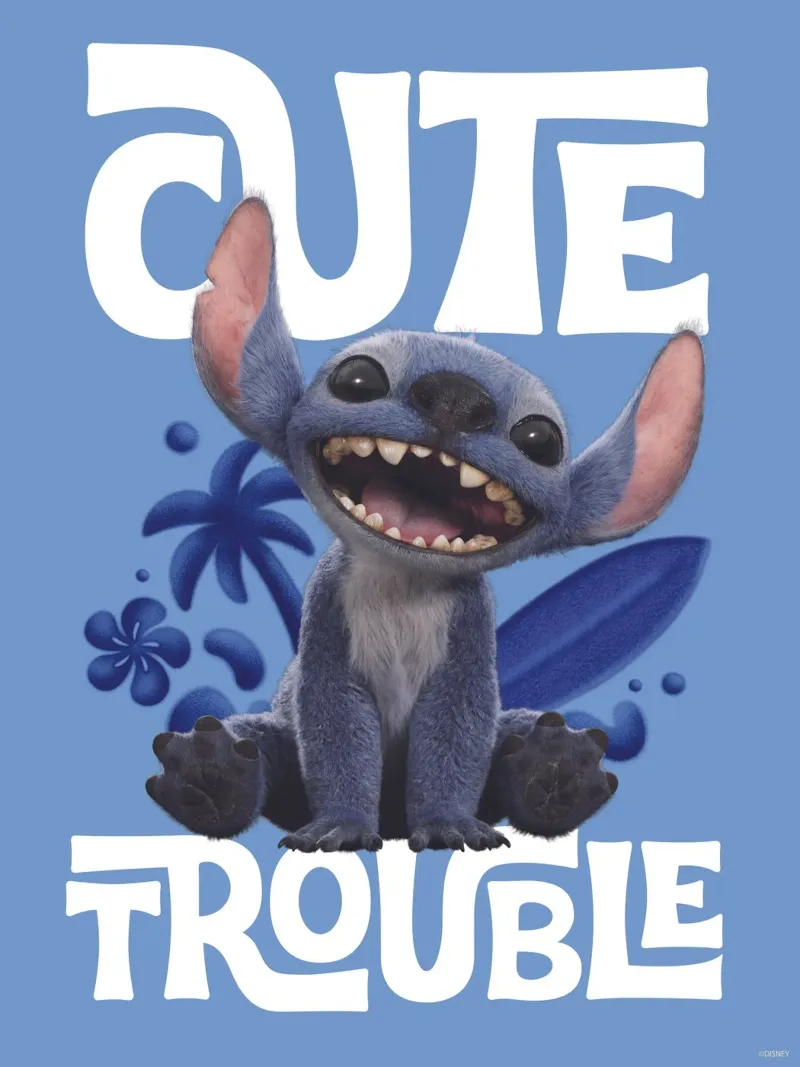 Stitch "cute trouble" poster con telaio in alluminio da Stitch