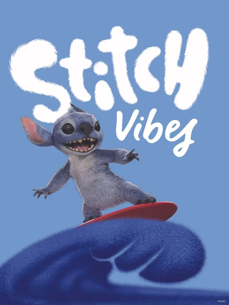 Stitch VIBES - blau poster con telaio in alluminio da Stitch