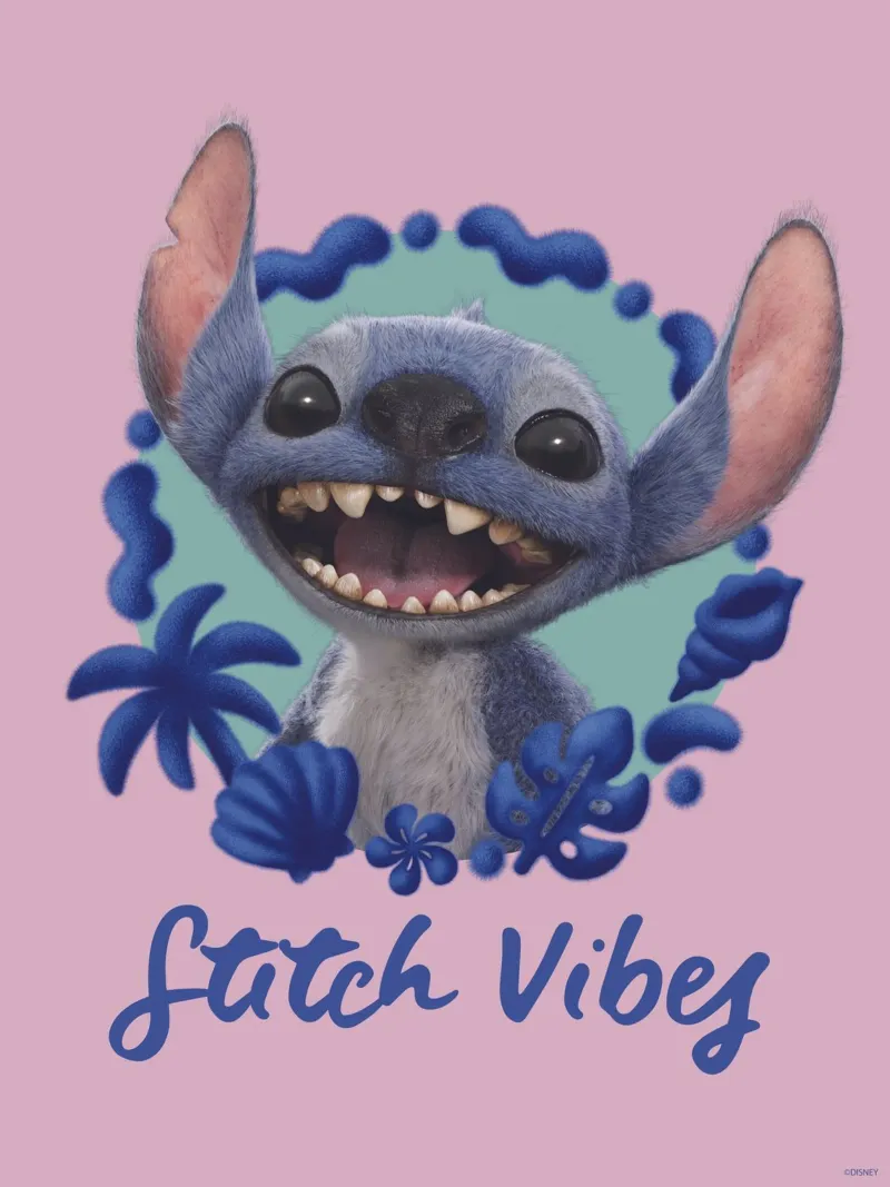 Stitch VIBES - rosa poster con telaio in alluminio da Stitch