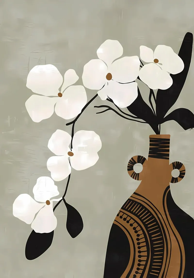 Vaso artistico floreale Boho poster con telaio in legno da Jose