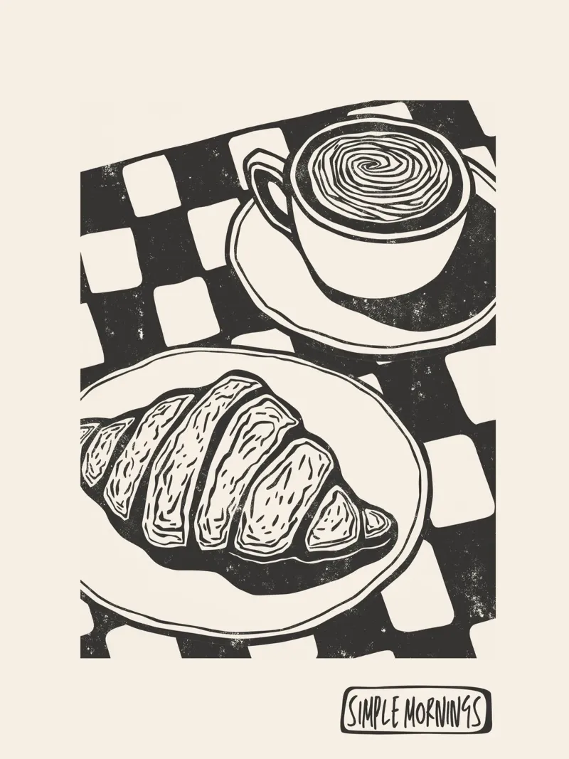 Simple Mornings poster con telaio in legno da Indigo Rain