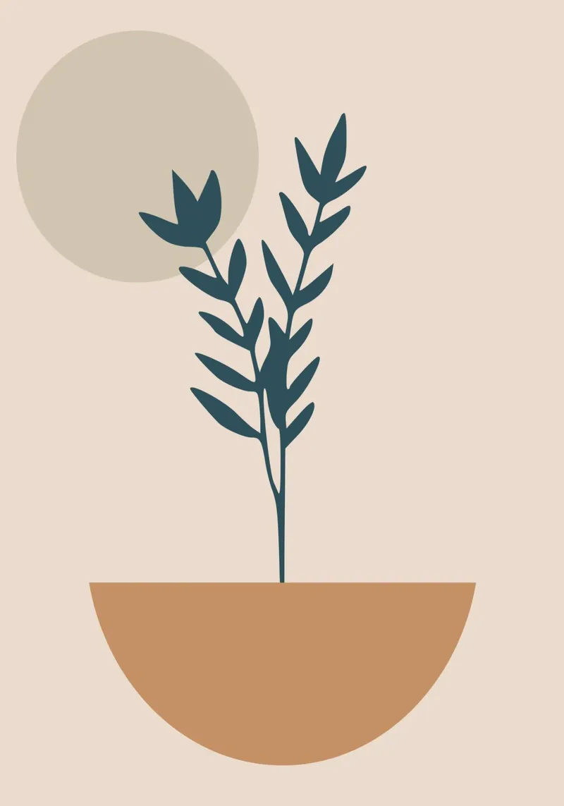 abstract silhouette of branch with leaves poster con telaio in plastica da vintageshop