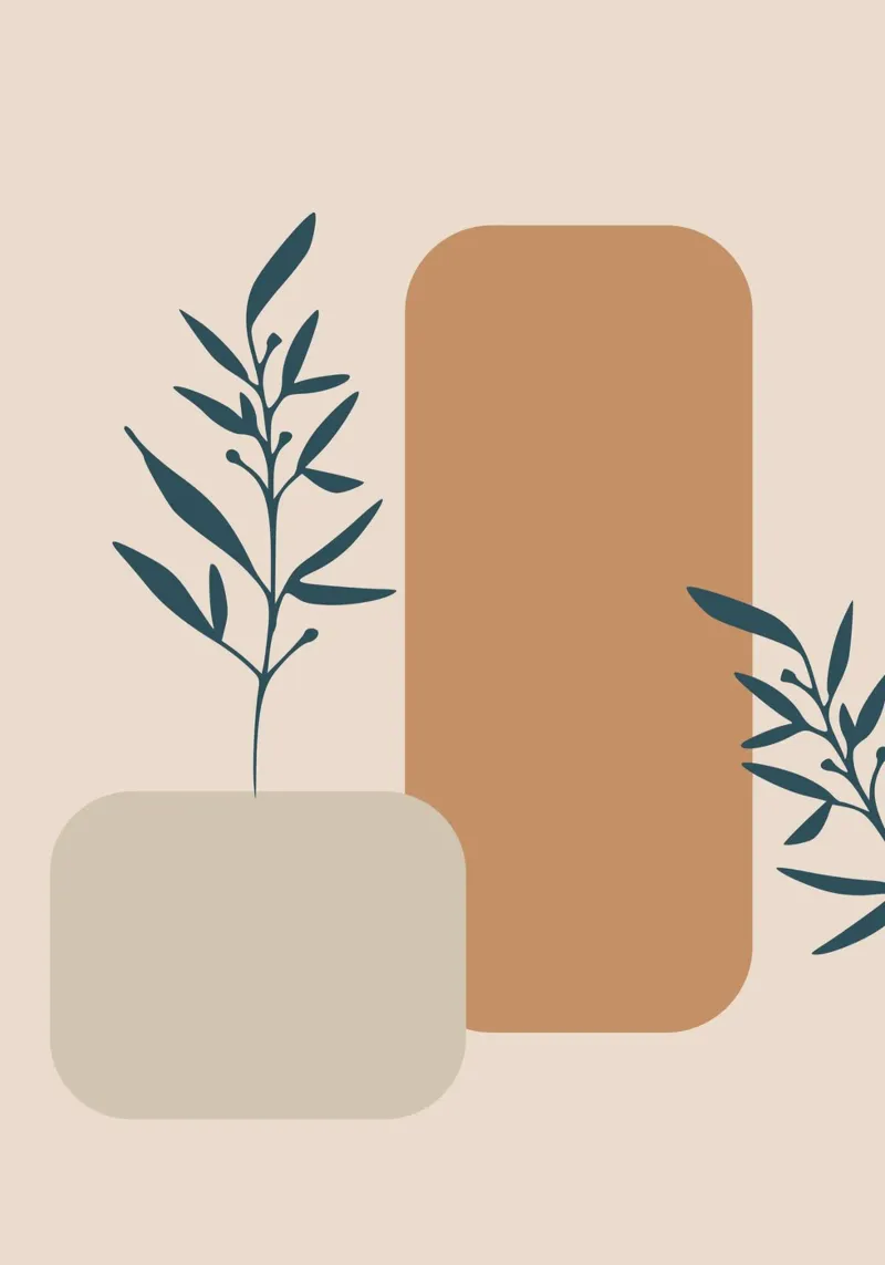branch with boho leaves poster con telaio in plastica da vintageshop