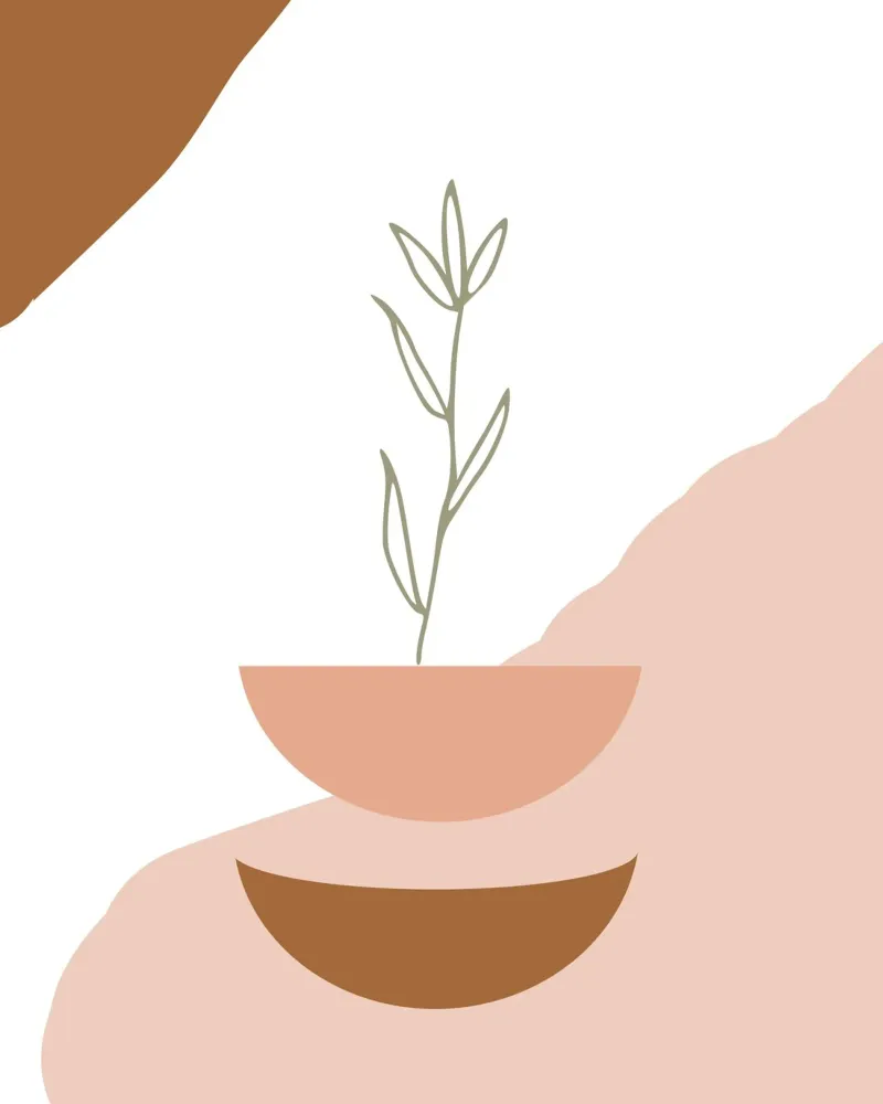 branch with minimalist leaves poster con telaio in plastica da vintageshop