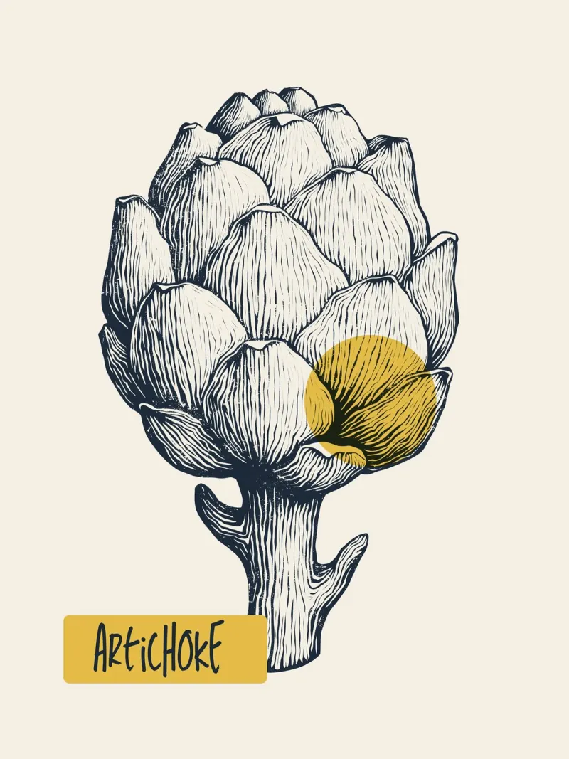 Artichoke poster con telaio in alluminio da Indigo Rain