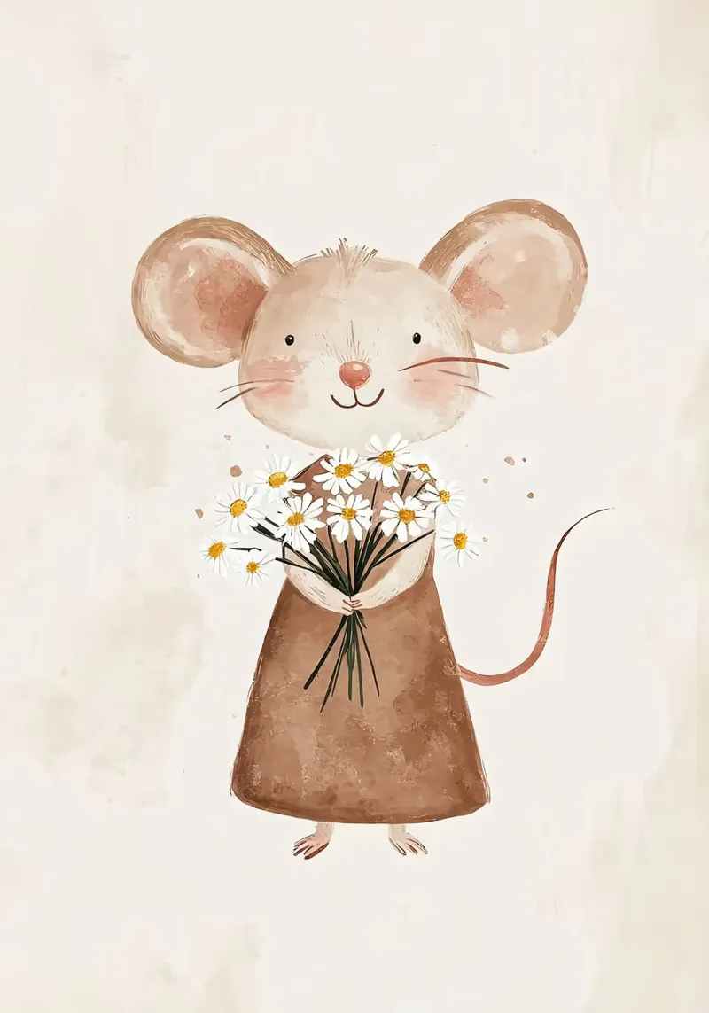 Topo carino con fiori poster da David Müller