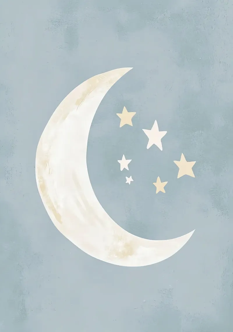 Luna crescente e stelle poster con telaio in alluminio da David Müller