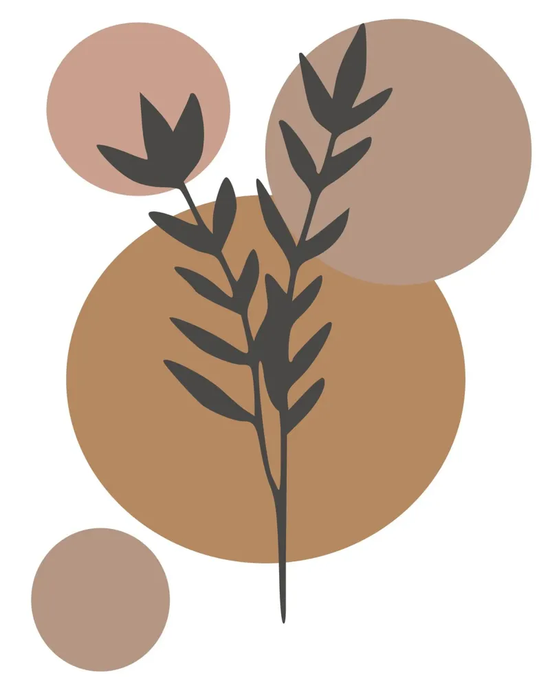 minimalist leaf and circles poster con telaio in legno da vintageshop
