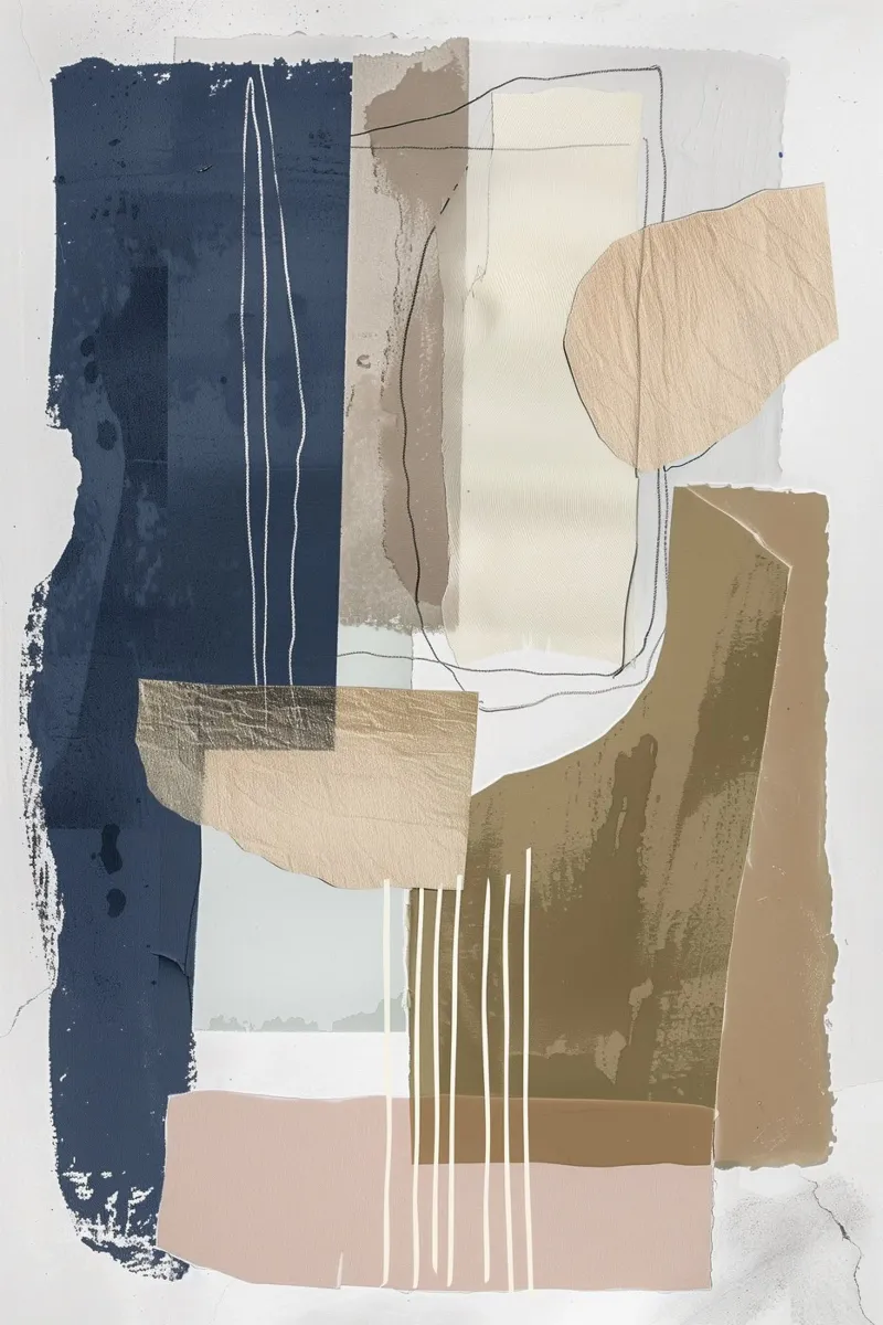 Copper and blue poster with wooden frame by LeDieg