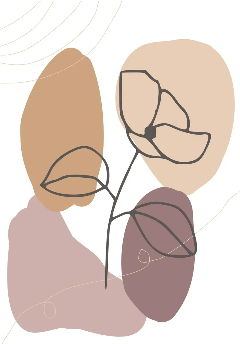 rose drawing abstract background circles poster con marco de madera de vintageshop