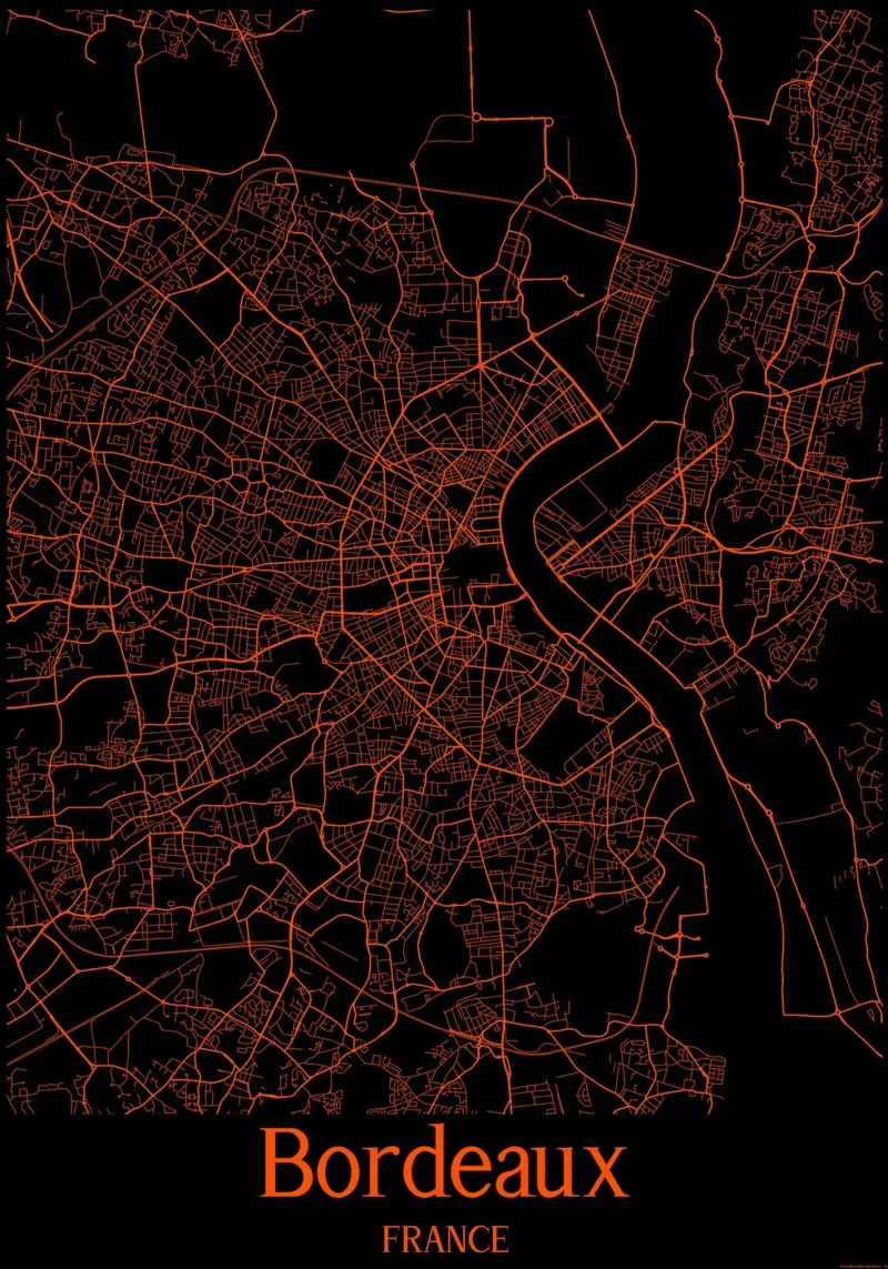 Bordeaux poster con telaio in alluminio da MiMap