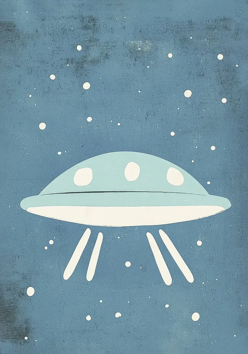 UFO nello spazio poster con telaio in alluminio da David Müller