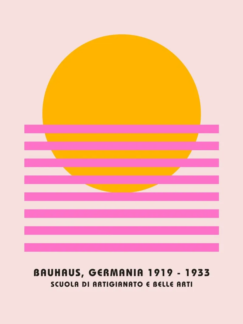 Bauhaus Zonsondergang - Abstracte Minimal Art poster met aluminium frame van Studio Vibe