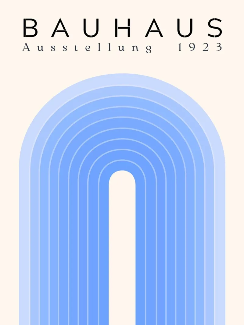 Poster Bauhaus - Forme astratte blu 1923 poster con telaio in legno da Studio Vibe
