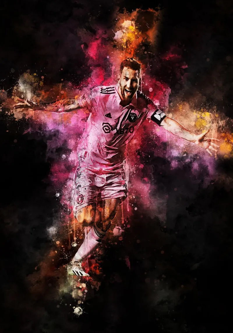 Lionel Messi Inter Miami poster con telaio in plastica da MasterInkArt