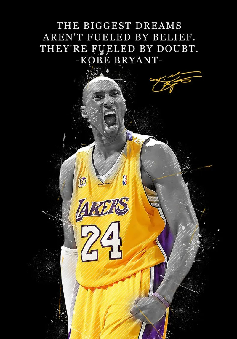Kobe Bryant Quotes poster con telaio in plastica da FreeArtStudio