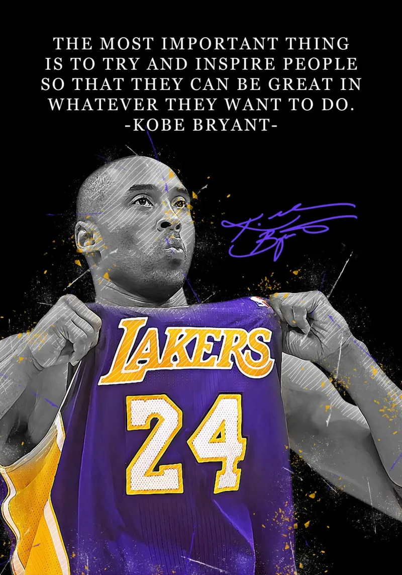 Kobe Bryant Quotes poster con telaio in alluminio da FreeArtStudio