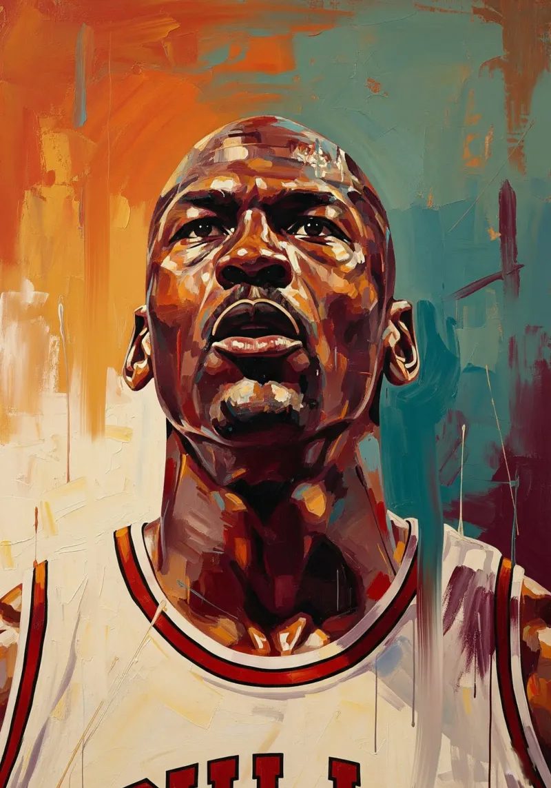 Abstracte kunst schilderij Michael Jordan canvas met Baklijst van Lembayung art