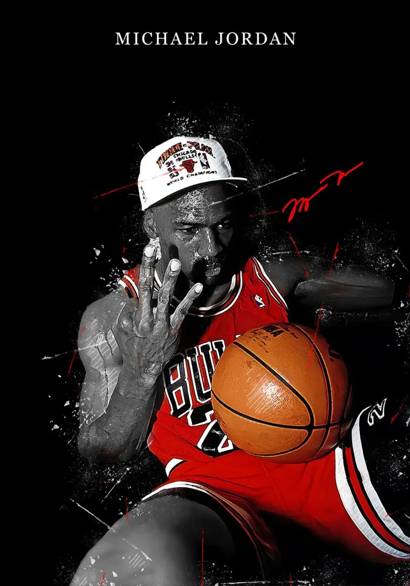 Michael Jordan poster con telaio in legno da FreeArtStudio