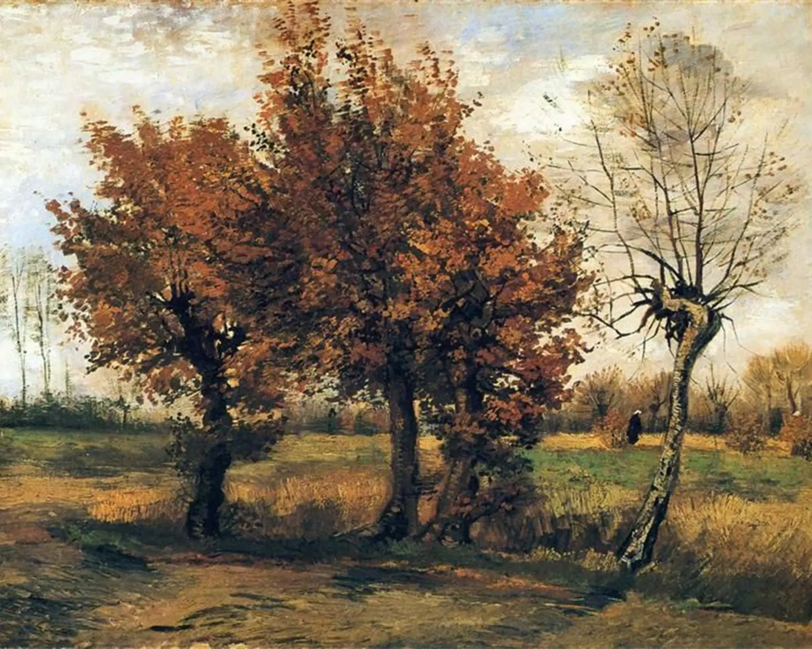 tree in the middle of an autumn landscape poster with plastic frame by Piper Shop Oke