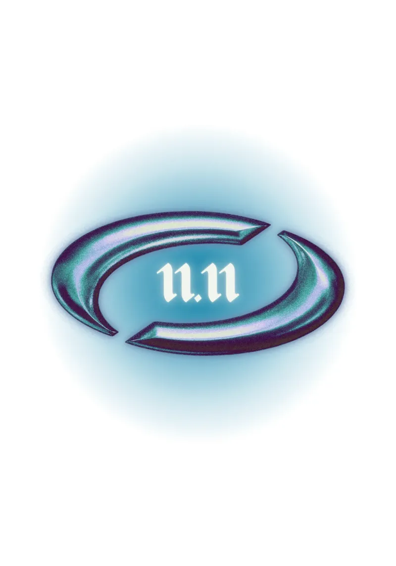 11.11 spiegelzeit version logo universe metallic Poster mit Kunststoffrahmen von morphinaeblue