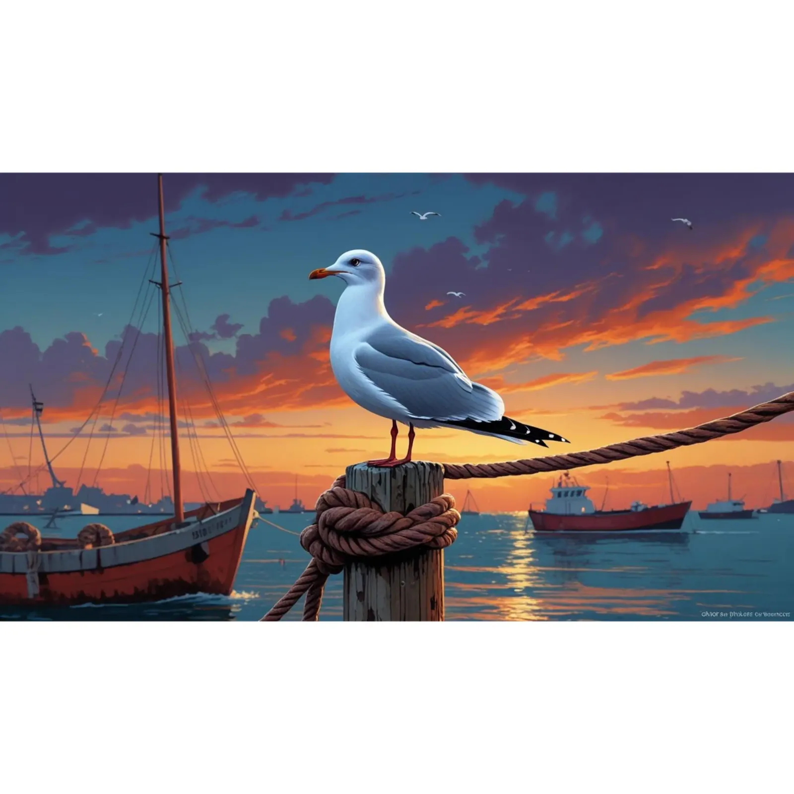 Möwe im Hafen tela con Cornice a cassetta da Fies&Fein