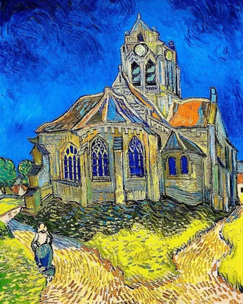l'ancienne église d'auvers toile avec Caisse américaine de Piper Shop Oke