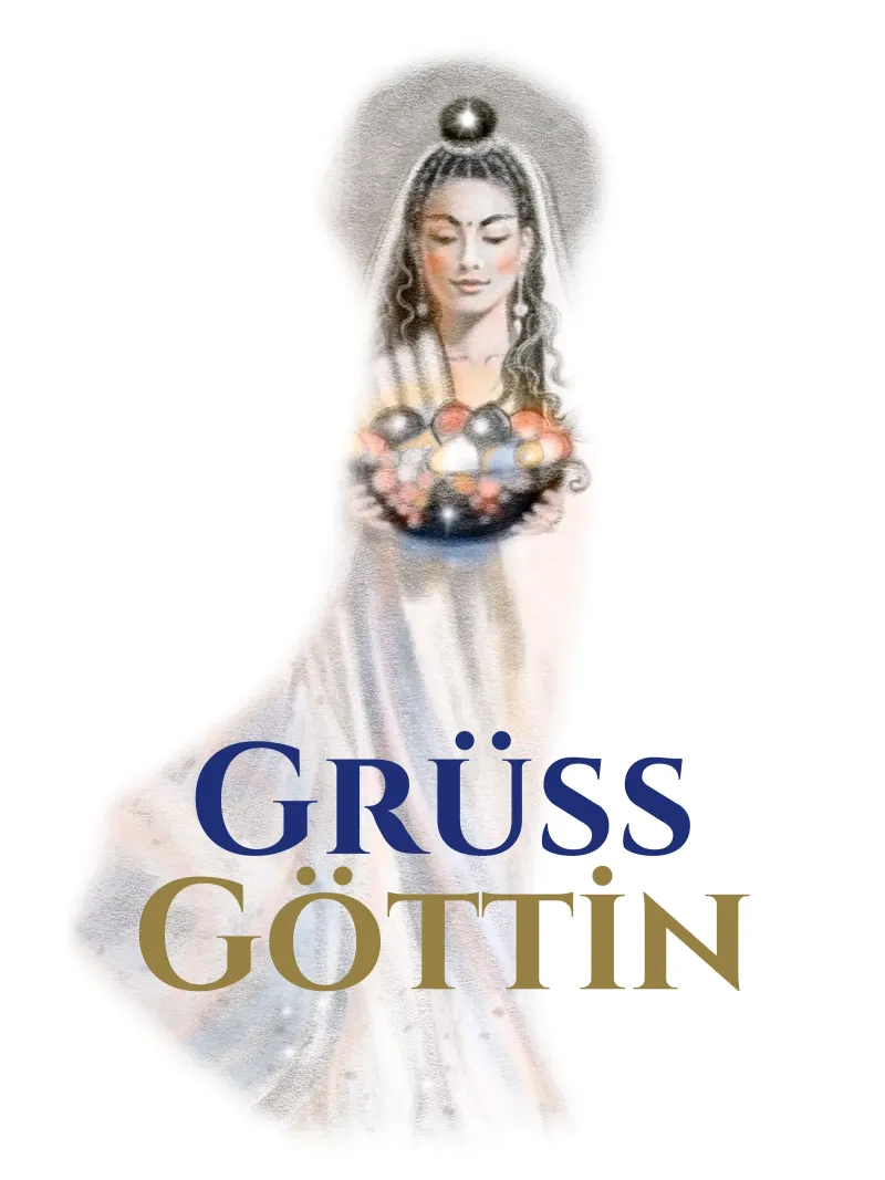 Grüß Göttin poster con telaio in plastica da Happy 😃 Art 🎨 by Christine Schnoell