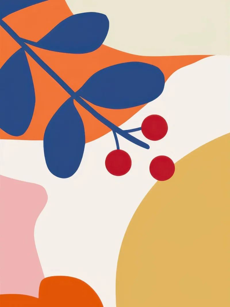 Abstract Berry Branch canvas with Floater frame by Lyra Glaze