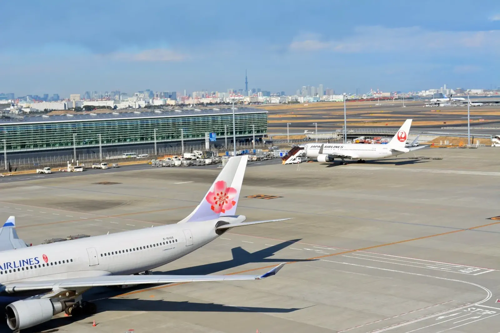 Tokyo-Haneda Airport with the city in the background canvas with Floater frame by dava