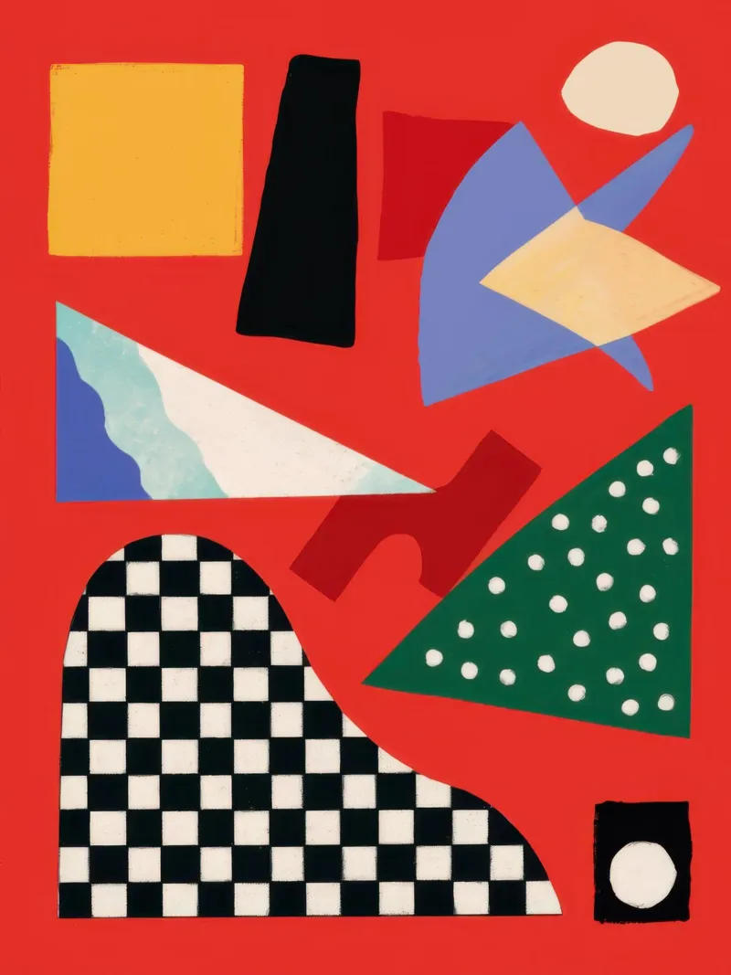 Gioco geometrico a scacchi poster con telaio in legno da Bruce Juice