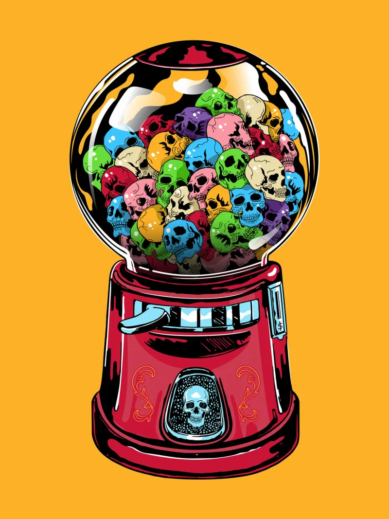 Skull Machine canvas with Floater frame by Mariel Toigo