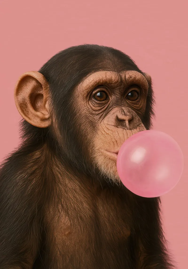 Chimpanzee with Bubblegum poster da Attaboy Dsgn