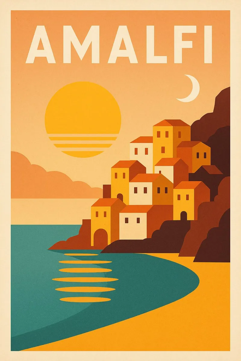 Amalfi – Affiche Minimaliste Côte Italienne poster con telaio in plastica da JETLAG | affiches voyage