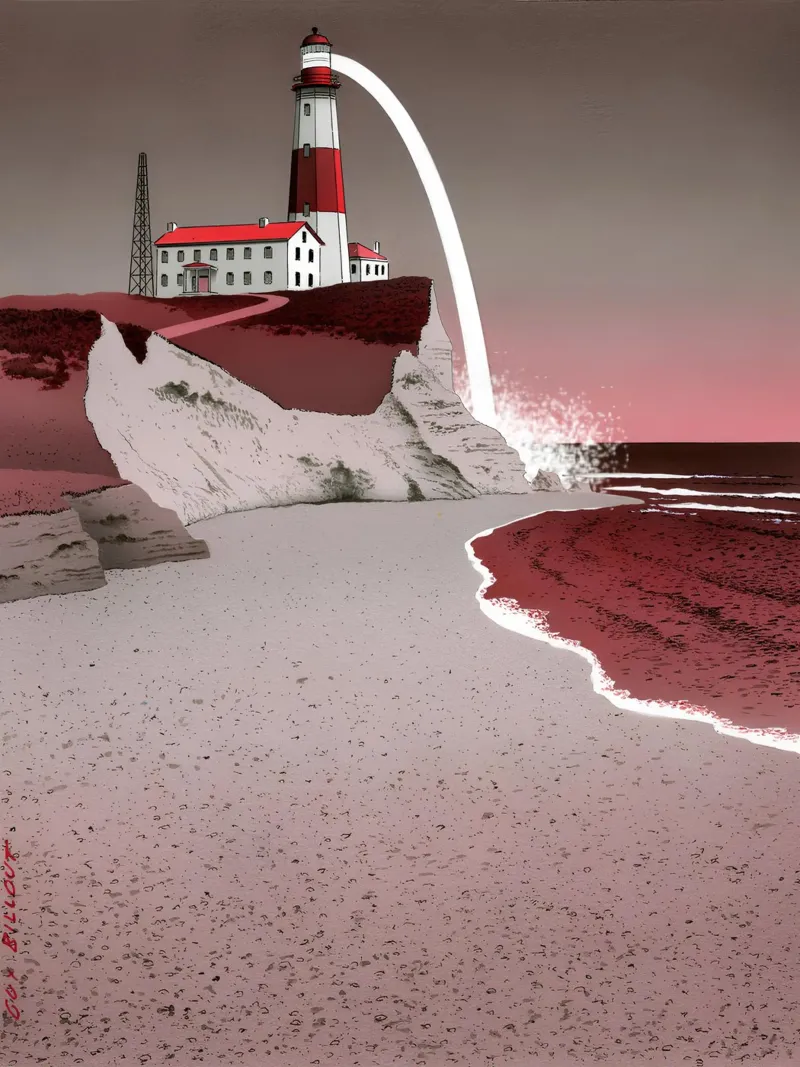 Poster d'arte a fumetti Faro, Pop Art, Nautico tela con Cornice a cassetta da NorwesClub