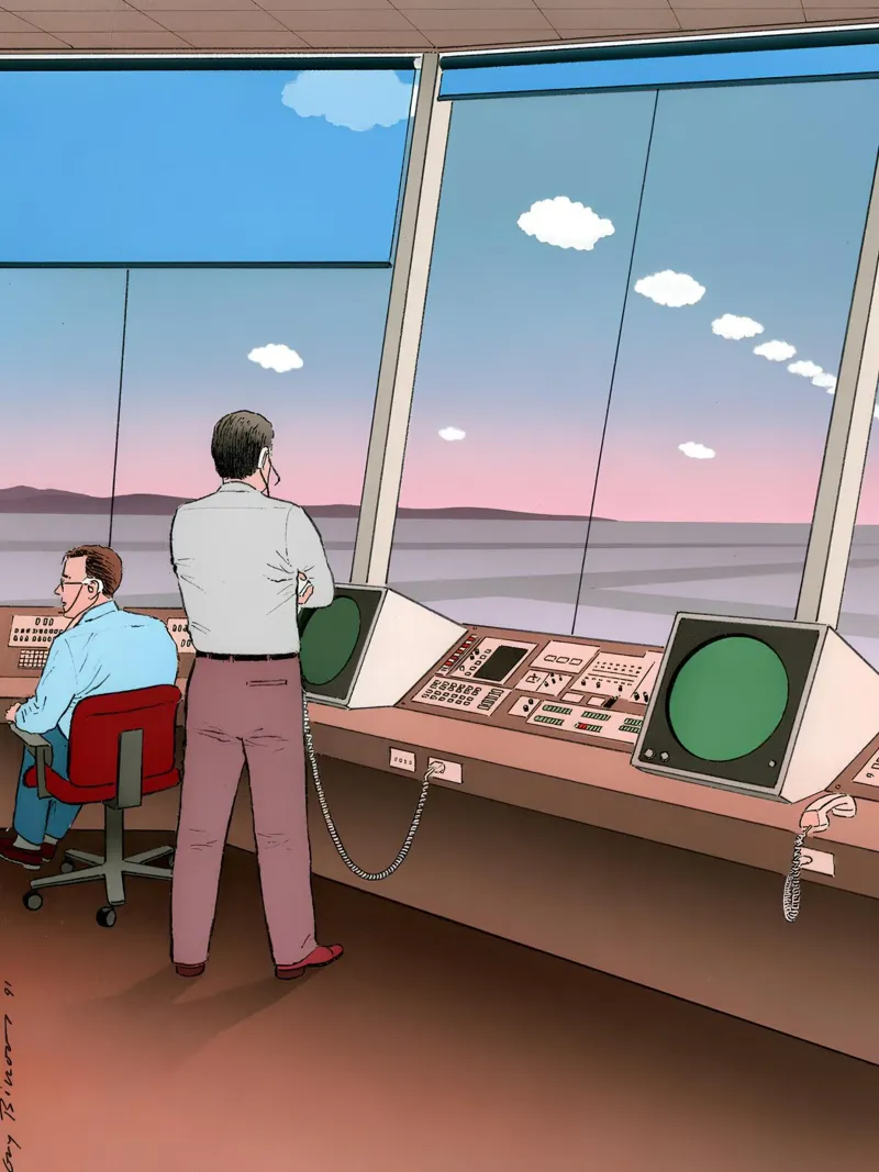 Arte del controllo del traffico aereo, Pop Art, Retrò, Aviazione tela con Cornice a cassetta da NorwesClub