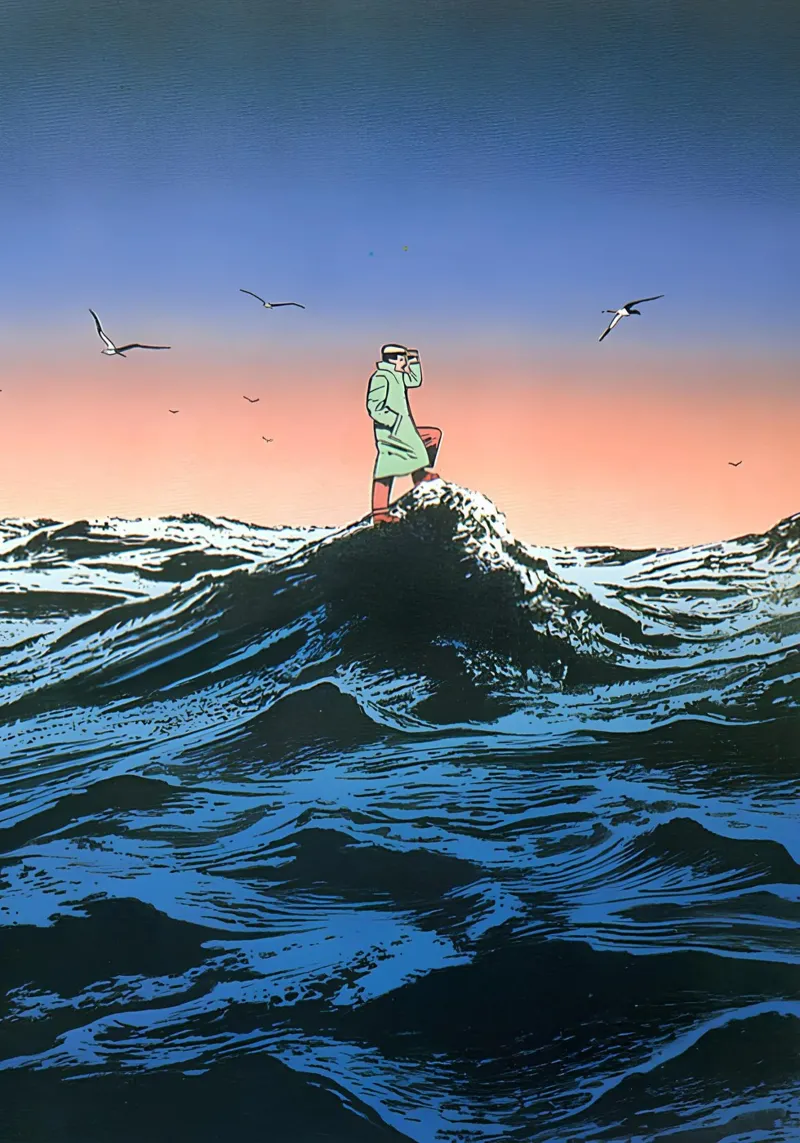 Sailor on a Wave Art, Surrealism, Moody Art canvas with Floater frame by NorwesClub