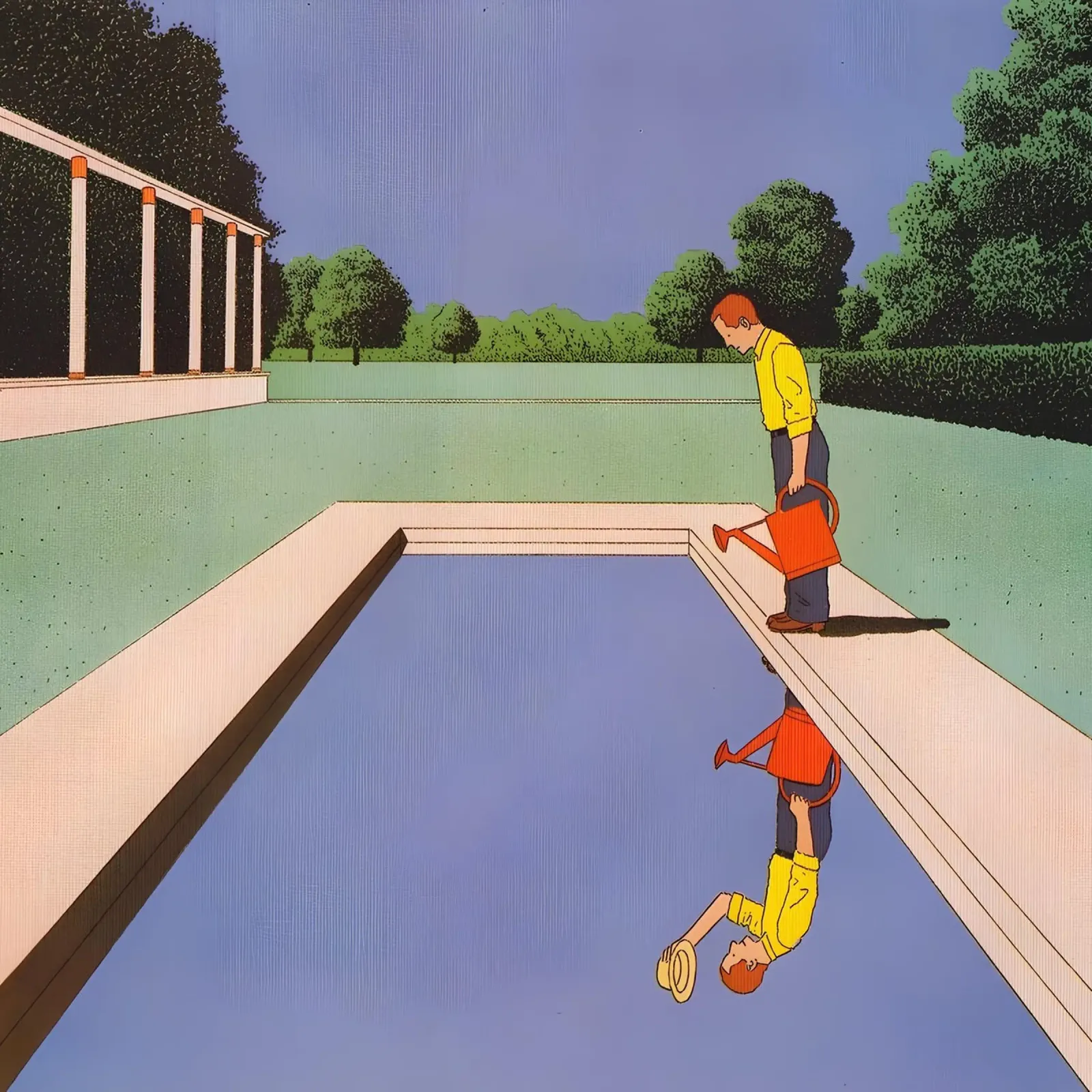 Man Watering a Pool Art, Surrealism, Pop Art poster by NorwesClub