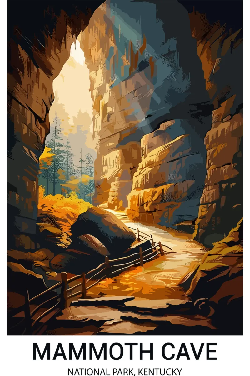 Parco nazionale di Mammoth Cave, Kentucky, USA poster con telaio in alluminio da Wanderlust Vibes