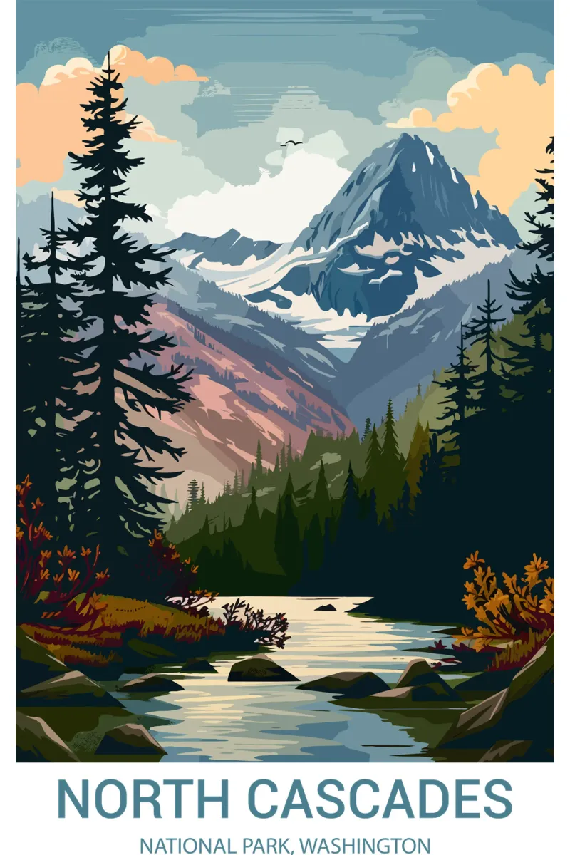 Parc national des Cascades du Nord, Washington, États-Unis poster de Wanderlust Vibes