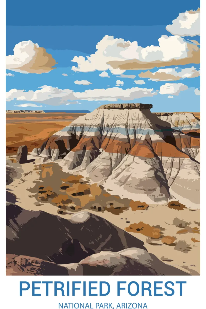 Parc national de la forêt pétrifiée, Arizona, États-Unis poster avec cadre en aluminium de Wanderlust Vibes