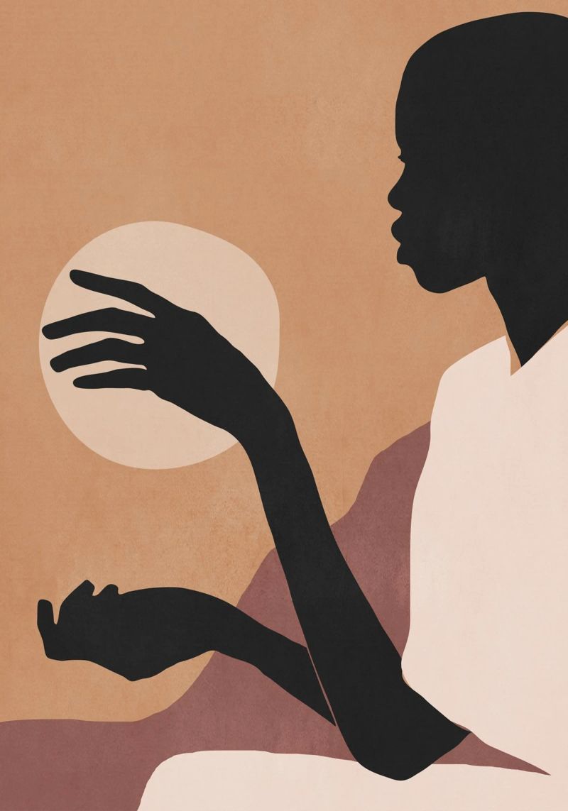 Minimal Abstract Art Sunset Girl poster by ThingDesign
