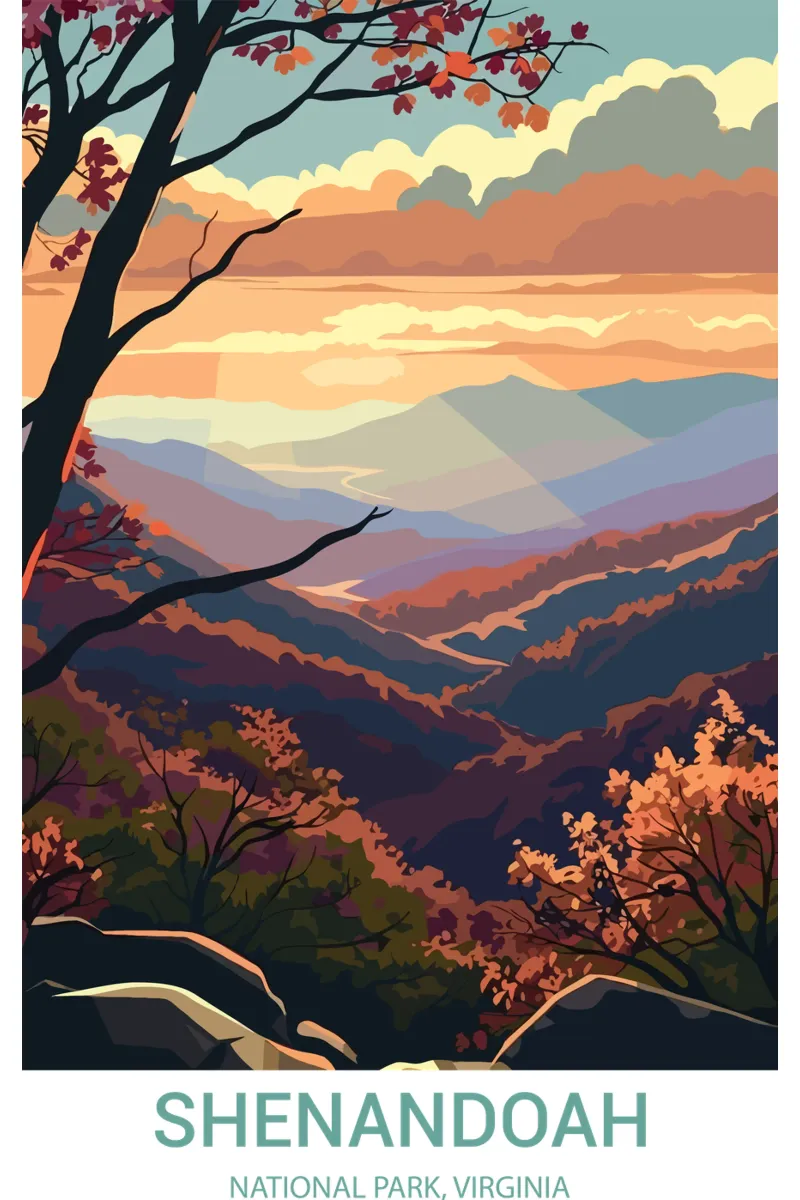Shenandoah National Park, Virginia, VS canvas met Baklijst van Wanderlust Vibes