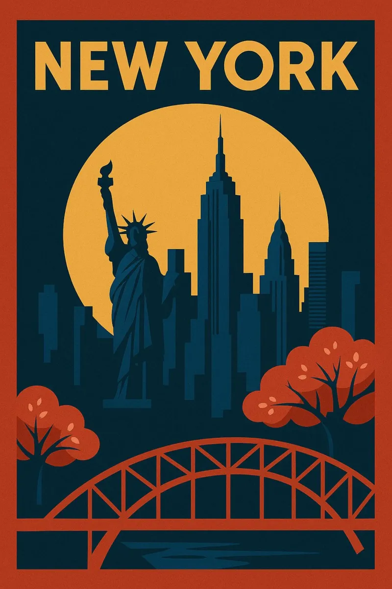 New York – Affiche Minimaliste Skyline poster con telaio in alluminio da JETLAG | affiches voyage